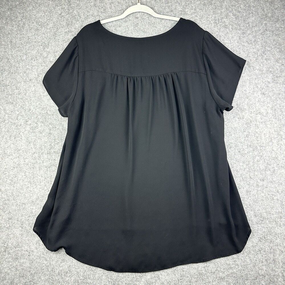 Torrid Blouse Top Womens Plus Size 2X Black Georgette Zip Career Office Hi Low* - Picture 4 of 13
